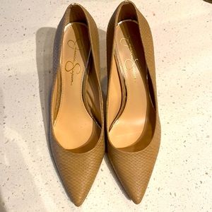 Jessica Simpson nude faux snake skin 3.5” heels.